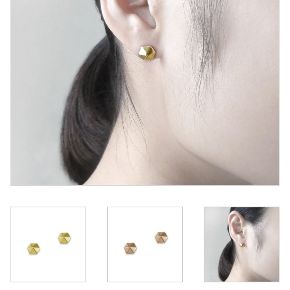 Cynthia Rybakoff mini gold hex pyramid studded earrings